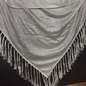 Made in Japan Vintage Silver Fringe Shawl